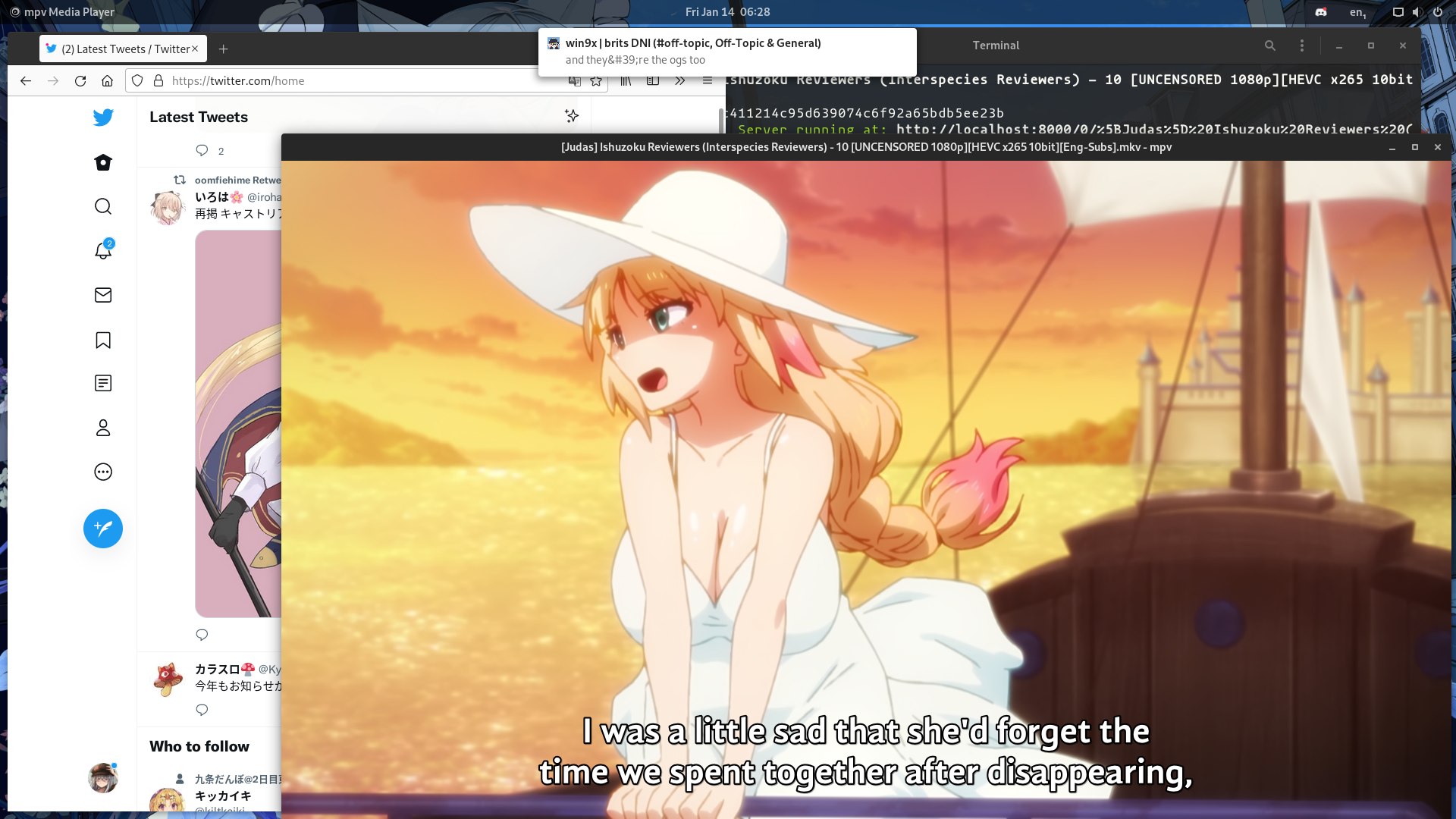 Linux desktop with several apps open